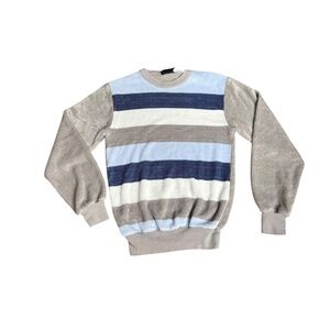 Vintage Kid's Striped Sweater Medium (Gray, Navy, Blue, White)